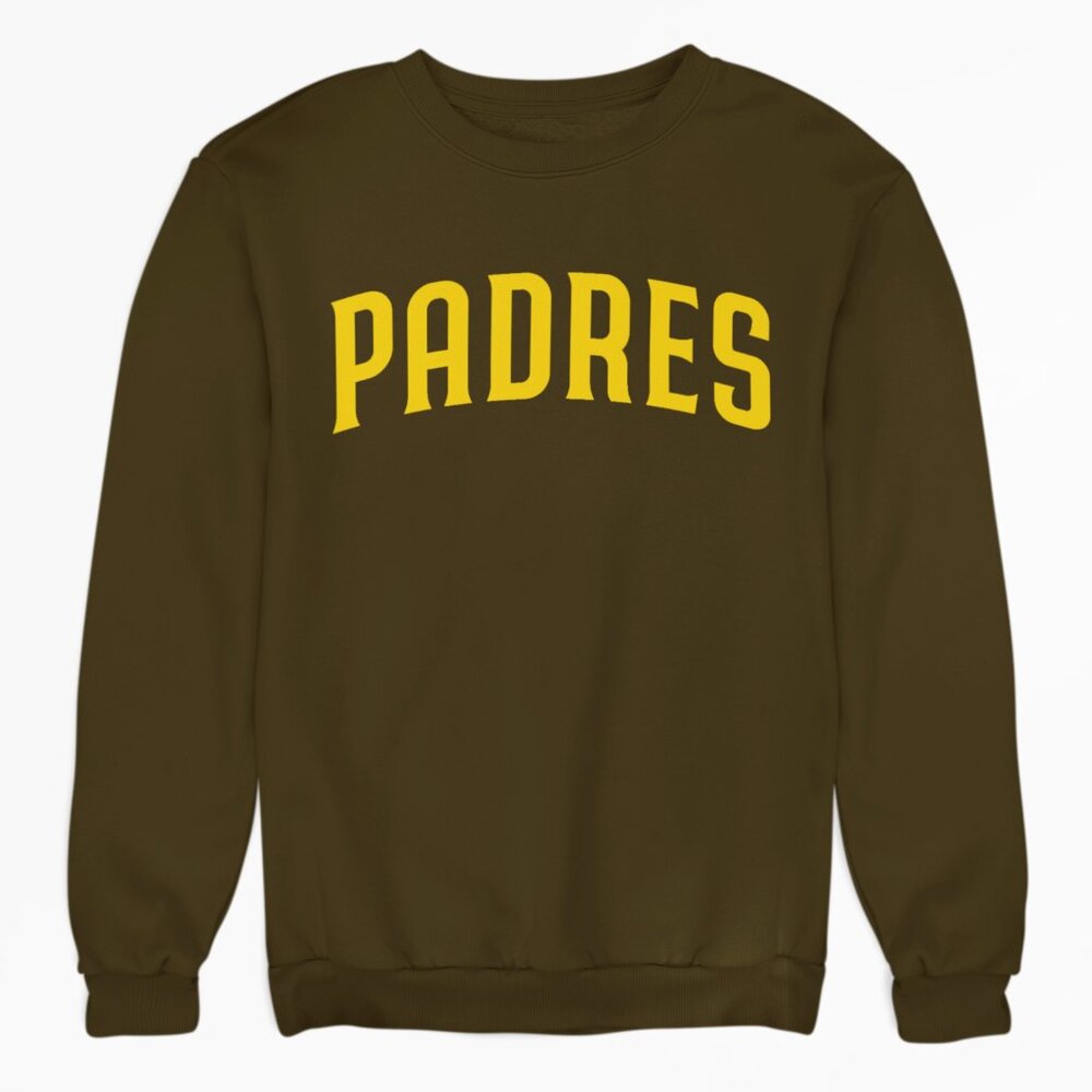 NEW San Diego Padres Team Color Pop Wordmark Fleece Long Sleeve Sweatshirt BROWN